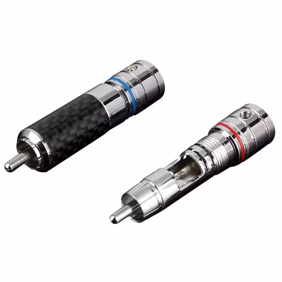 Adaptateur en Fiber de carbone, connecteur RCA plaqué or, connecteur Audio