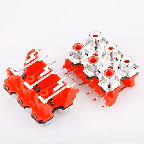 Vente chaude Angle droit DIP Type 6 pôles blanc rouge couleur prise RCA prise RCA prise RCA connecteur RCA